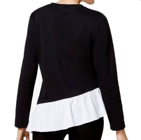 John Paul Richard Black Ruffle Hem Knit top - Picture 2 of 2